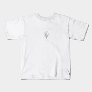 Wild Flower Botanical Line Art | Elegant Floral Leaf Design Kids T-Shirt